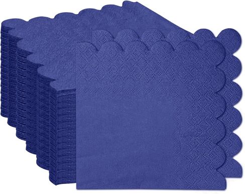 100 Pieces 2-Ply Yellow Scalloped Napkins Folded 5 x 5 inch Disposable Cocktail Napkins Paper Napkins for Dinner Wedding Birthday Party Yellow Beverage Napkins in Kuwait