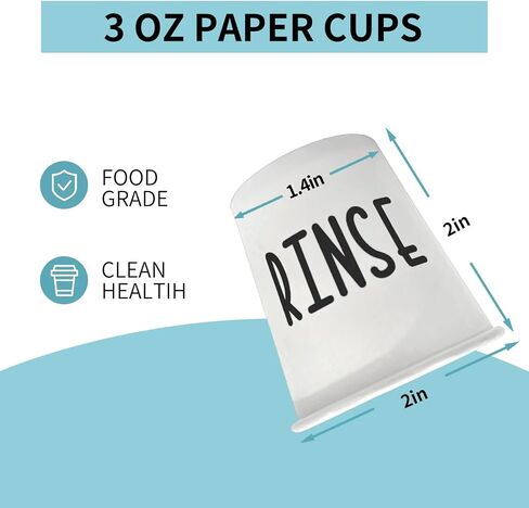 100 Mouthwash Cups, 3 oz Bathroom Cups with the Cute Word RINSE, Bathroom Cup That Enhances the Bathroom's Charm. in Kuwait
