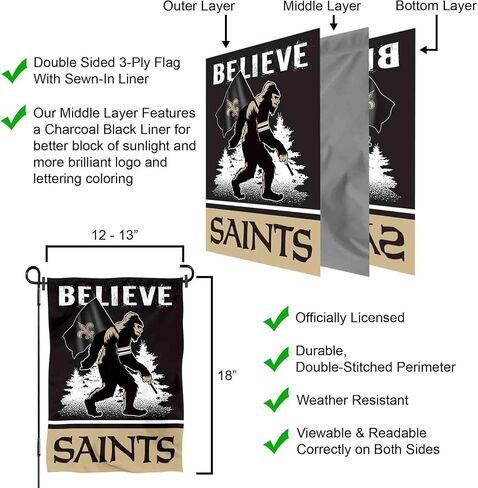 New Orleans Saints Bigfoot Sasquatch Believe Yard Garden Banner Flag in Kuwait