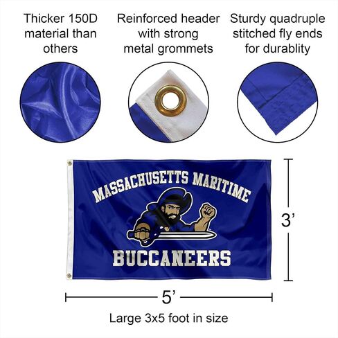 Massachusetts Maritime Buccaneers Wordmark Logo Large Grommet Banner Flag in Kuwait
