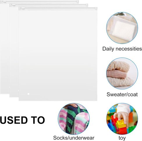 50 Pack Frosted Clear Poly Bags for Clothing, Resealable Plastic Storage Bags with Zipper, Clothing Packaging Bag for Selling Small Business Shirt Jeans Pants T-Shirts (13.78 X 15.75 Inch) in Kuwait