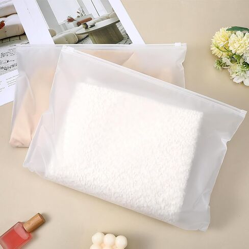 50 Pack Frosted Clear Poly Bags for Clothing, Resealable Plastic Storage Bags with Zipper, Clothing Packaging Bag for Selling Small Business Shirt Jeans Pants T-Shirts (13.78 X 15.75 Inch) in Kuwait