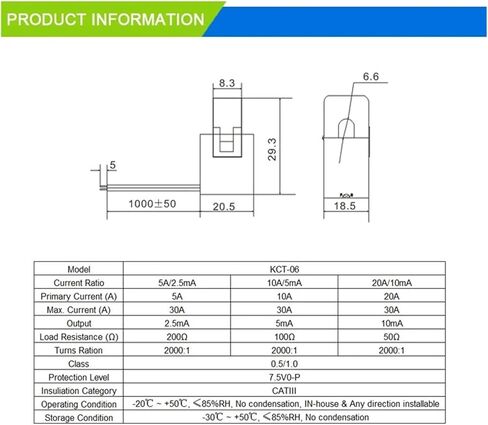 سبليت محول التيار المتردد الحالي الاستشعار محول تيار صغير KCT-6 عالية الدقة (5a 2.5ma) in Kuwait