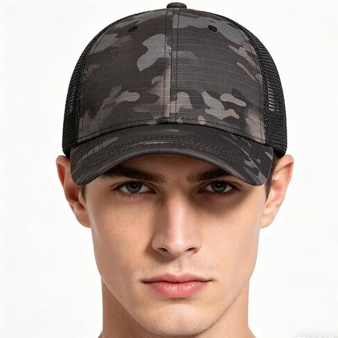 Camo Baseball Cap for Men Breathable Mesh Back Trucker Hats Summer Sun Protection Military Sport Cap Medium in Kuwait