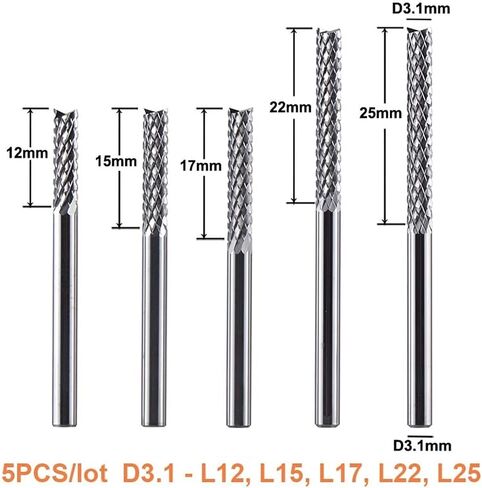 High Speed ​​Steel HSS Straight End Mill 5pcs/Set PCB Mills D3.1-12 15 17 22 25mm Solid Carbide Corn Milling Cutter Bits CNC Cutting Tools in Kuwait