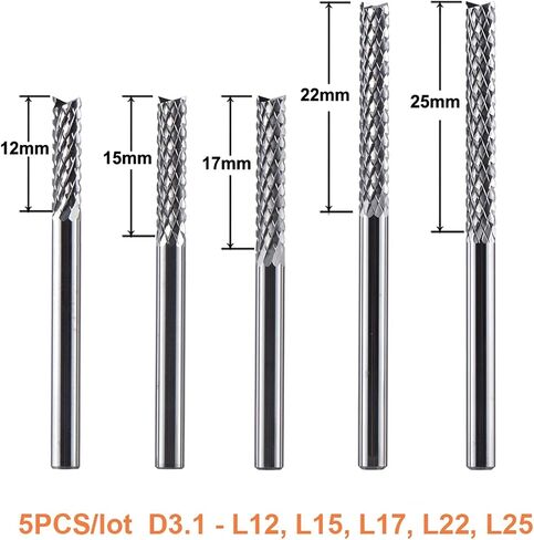 High Speed ​​Steel HSS Straight End Mill 5pcs/Set PCB Mills D3.1-12 15 17 22 25mm Solid Carbide Corn Milling Cutter Bits CNC Cutting Tools in Kuwait