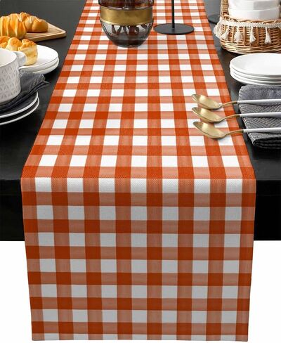 Sage Green Buffalo Plaid Table Runner 60 Inches Long Farmhouse Dress Scarves, Farmhouse Green White Checkered Dining Tablerunner for Coffee Table/Kitchen Island/Party Décor, 13" x 60" in Kuwait