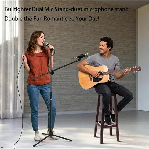 Bullfighter Mic Stand Floor,Microphone Stand Adjustable Boom Arm,Tripod Stable On Stage Microphone Stands for Singing,Live Streaming,Karaoke,Podium and Podcast Performance in Kuwait