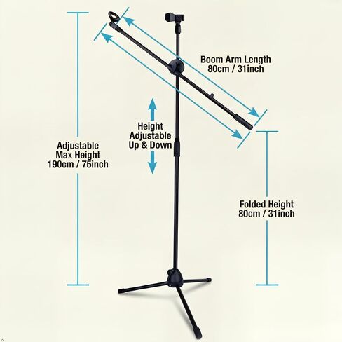 Bullfighter Mic Stand Floor,Microphone Stand Adjustable Boom Arm,Tripod Stable On Stage Microphone Stands for Singing,Live Streaming,Karaoke,Podium and Podcast Performance in Kuwait