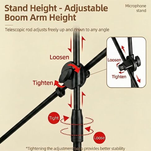 Bullfighter Mic Stand Floor,Microphone Stand Adjustable Boom Arm,Tripod Stable On Stage Microphone Stands for Singing,Live Streaming,Karaoke,Podium and Podcast Performance in Kuwait