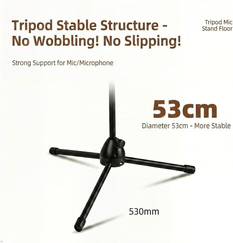 Bullfighter Mic Stand Floor,Microphone Stand Adjustable Boom Arm,Tripod Stable On Stage Microphone Stands for Singing,Live Streaming,Karaoke,Podium and Podcast Performance in Kuwait
