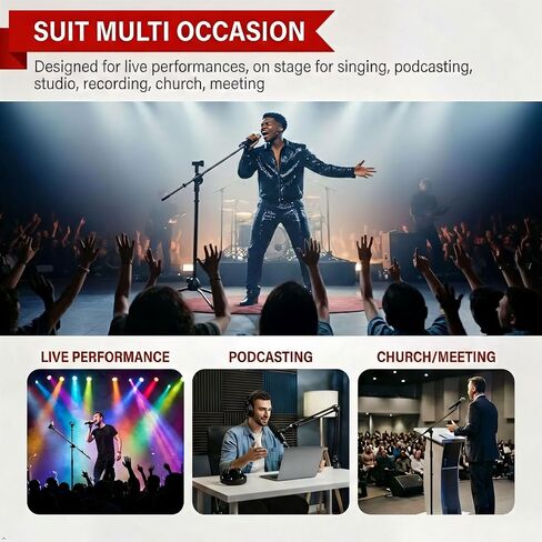 Bullfighter Mic Stand Floor,Microphone Stand Adjustable Boom Arm,Tripod Stable On Stage Microphone Stands for Singing,Live Streaming,Karaoke,Podium and Podcast Performance in Kuwait