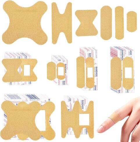 120 PCS Adhesive Bandages Assorted Sizes, 6 Styles Fabric Bandages for Fingers, Knuckles, Elbows & Knees, Flexible Breathable First Aid Bandages for Home, Office, Travel and Emergency Kits in Kuwait