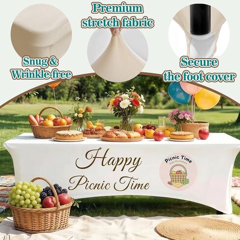 Custom Tablecloth with Business Logo Text 8FT 4FT 5FT 6FT Personalized Stretch Spandex Table Cloths for Tradeshow Events Wedding Decor Birthday Party (8FT 96" x 30") in Kuwait
