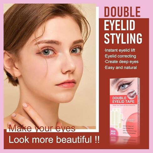 Invisible Eyelid Tape for Hooded Eyes, 600PCS Eyelid Lifter Strips, Waterproof Double eye lid tape, Say Goodbye easily to Sagging Eyelids, Uneven Eyelids & Monolids in Kuwait