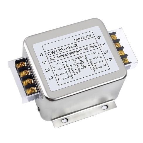 3-Phase 3-Wire AC Power Supply EMI Filter CW12B-10/20/30A-R 380/440VAC محطة ودليل نوع السكك الحديدية لتنقية الطاقة المضادة للتدخل (دليل السكك الحديدية 30A) in Kuwait