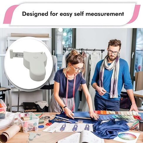Flexible Retractable Measuring Tape with Dual Scales, 60-Inch Body Measurement Tape for Accurate Circumference Measurements, Automatic Locking Tape Measure with Metric and Imperial Units(White) in Kuwait