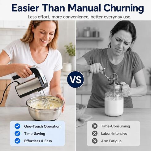 Electric Butter Churner with One-Touch & Adjustable Speeds, Butter Maker for Baking Prep & Farm Breakfasts, Butter Churn for DIY Family Fun – Kitchen Gadget in Kuwait