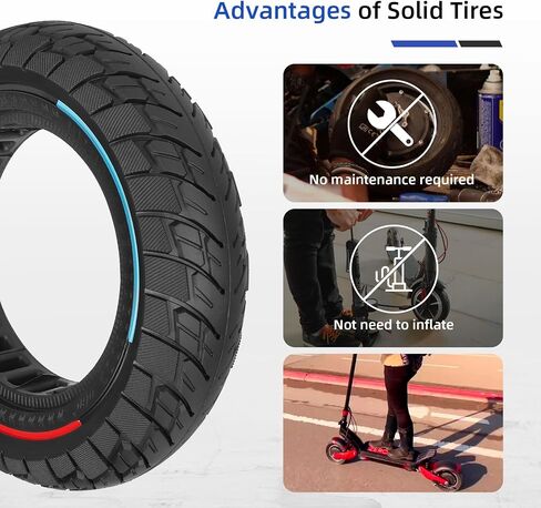 ulip 10x2.5 Scooter Solid Tires 10 Inch for Kugoo M4/M4 Pro Zero 10X Electric Scooter Accessories, Off-Road Replacement for 10x2.125 10x2.25 Tires (2 PCS) in Kuwait