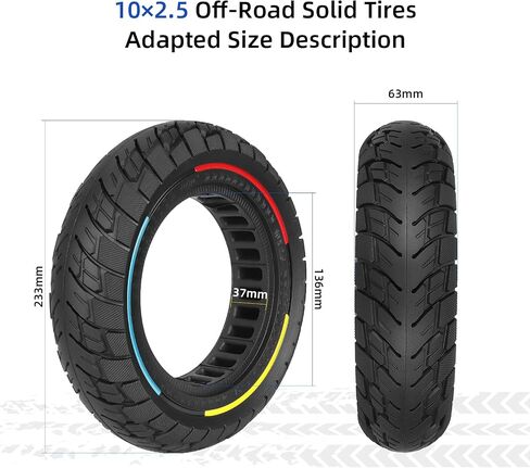 ulip 10x2.5 Scooter Solid Tires 10 Inch for Kugoo M4/M4 Pro Zero 10X Electric Scooter Accessories, Off-Road Replacement for 10x2.125 10x2.25 Tires (2 PCS) in Kuwait