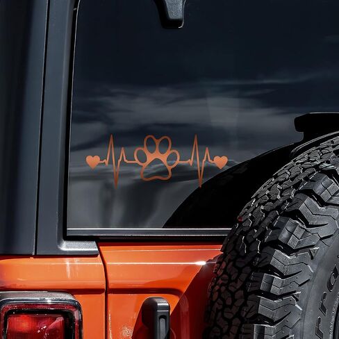 Heartbeat Paw Decal Vinyl Sticker Auto Car Truck Wall Laptop | Copper | 8" x 3" in Kuwait