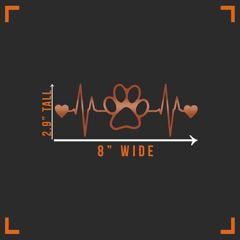 Heartbeat Paw Decal Vinyl Sticker Auto Car Truck Wall Laptop | Copper | 8" x 3" in Kuwait