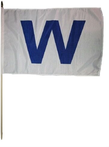 AES 12x18 12"x18" Chicago Cubs W Win Stick Flag Wood Staff in Kuwait