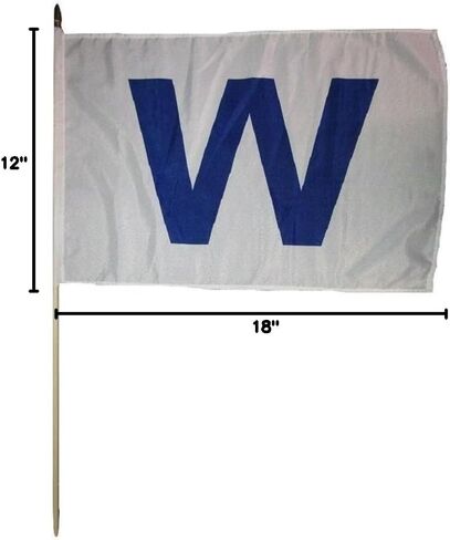 AES 12x18 12"x18" Chicago Cubs W Win Stick Flag Wood Staff in Kuwait