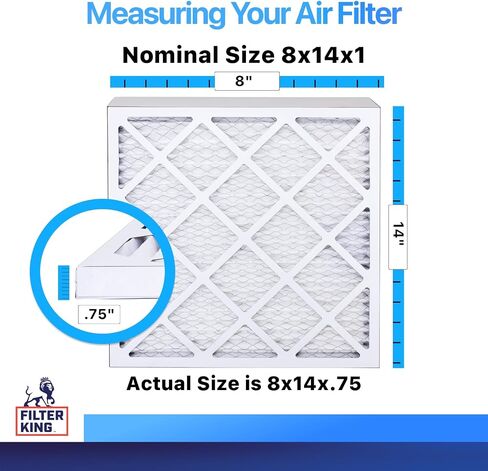 Filter King 8x14x1 Air Filter (MERV 8) (2-Pack) Dust & Allergy Control AC Furnace Filters, MADE IN USA, HVAC, Pleated, Electrostatic (Actual Size: 8 x 14 x .75) in Saudi Arabia