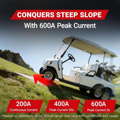 48V (51.2V) 105Ah Lithium Golf Cart Battery Conversion Kit, 5376Wh LiFePO4 Battery with 200A BMS (600A Peak), 16-20A Fast Charger, Switch and Monitor for Club Car, EZGO, Yamaha, UTV in Kuwait