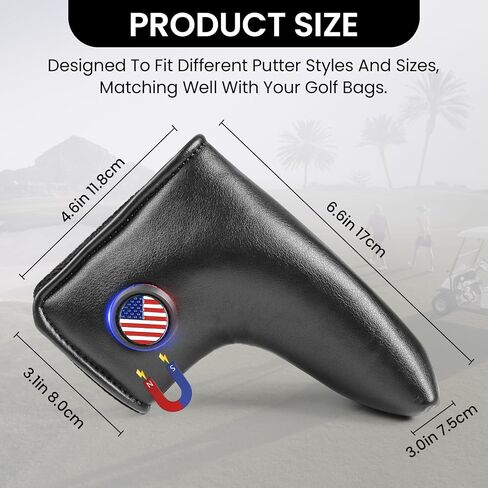 FINGER TEN Blade Putter Cover with Magnetic Closure & External Cart Magnet, PU Leather Putter Headcover with Built-in Ball Marker Holder, Includes a Ball Marker for Quick Access (Black-Blade) in Saudi Arabia