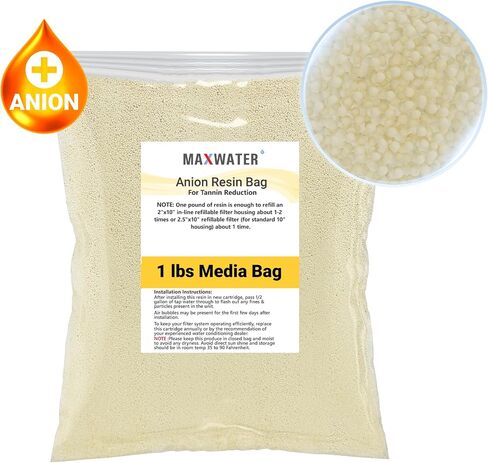 Strong Base Anion Resin for Tannin Reduction - 1 lbs Max Water Reverse Osmosis RO Filter, compatiable with Refillable Anion Resin water filters for RO Reverse Osmosis Systems in Saudi Arabia
