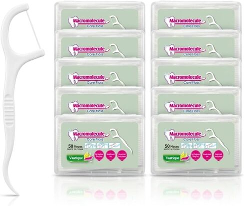 Unflavored Floss Picks, 500 Count (10 Packs of 50), Single Strand Dental Flossers for Tight Teeth, Shred-Resistant Flavor-Free Floss Toothpicks for Sensitive Gums Care in Saudi Arabia