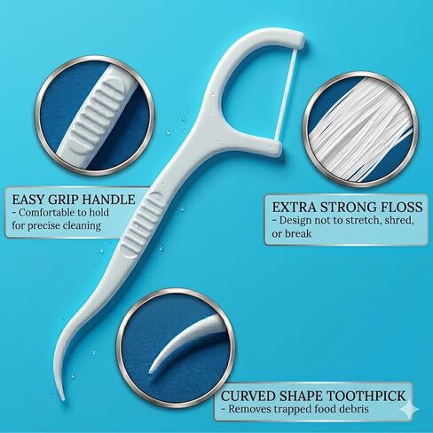 Unflavored Floss Picks, 500 Count (10 Packs of 50), Single Strand Dental Flossers for Tight Teeth, Shred-Resistant Flavor-Free Floss Toothpicks for Sensitive Gums Care in Saudi Arabia