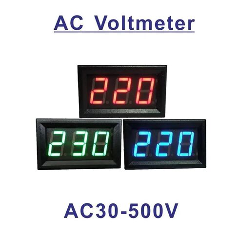 1pc YB27A AC 30V-500V Voltage LED Digital Voltmeter Meter Two-Wire 0.56 inch 110V 220V Electric Voltimetro 230V Detector Tester 380V(Black Cover-Red) in Kuwait