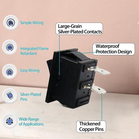 مفتاح الروك للقارب 12 فولت، مفاتيح تشغيل وإيقاف، مفتاح تبديل صغير 12 فولت، 2Pin AC 6A 250V 10A 125V 12VDC KCD1 أسود لقارب السيارات (10 قطع أسود) in Kuwait