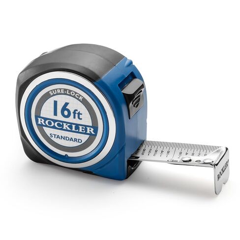 Rockler Sure Lock Tape Measure 16 ft - Compact Self Locking Measuring Tape with Fractions, Easy Read Steel Blade - Retractable Metric and Imperial Tool Measure for Woodworking, Construction Tools in Kuwait