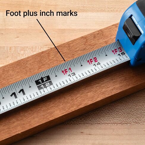 Rockler Sure Lock Tape Measure 16 ft - Compact Self Locking Measuring Tape with Fractions, Easy Read Steel Blade - Retractable Metric and Imperial Tool Measure for Woodworking, Construction Tools in Kuwait