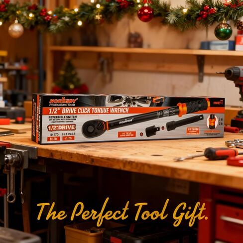 HORUSDY 1/2-Inch Drive Click Torque Wrench Set – 10–170 ft-lb / 13.6–230.5 Nm, ±3% Precision, Dual Scale, 72-Tooth Reversible Head with 5" Extension & Adapter for Car, Tire, and Motorcycle Use in Kuwait