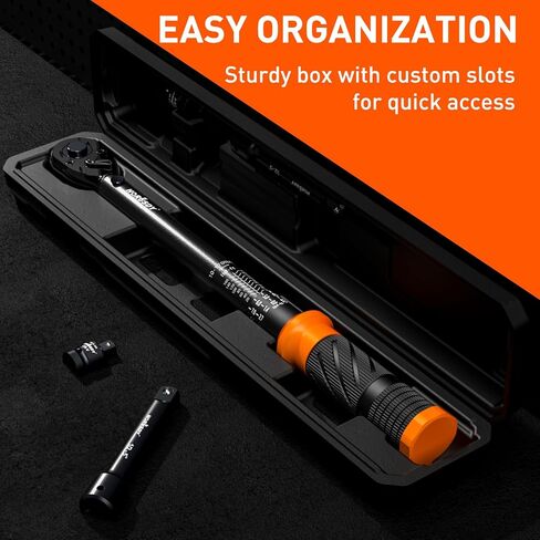 HORUSDY 1/2-Inch Drive Click Torque Wrench Set – 10–170 ft-lb / 13.6–230.5 Nm, ±3% Precision, Dual Scale, 72-Tooth Reversible Head with 5" Extension & Adapter for Car, Tire, and Motorcycle Use in Kuwait