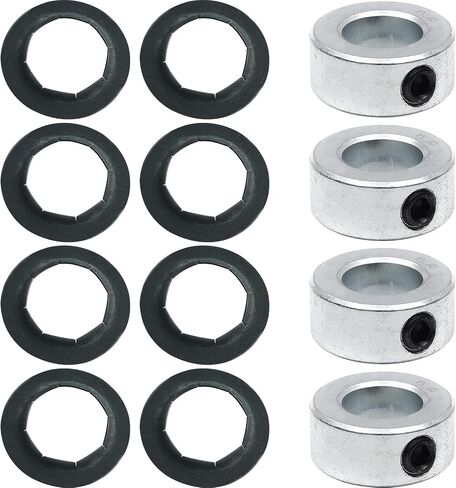 (8-Pack) 5/8" Bore Spring Steel Push-On Pushnuts and (4-Pack) Solid Steel Shaft Collars, Dolly Wheel Lock Washers and Shaft Collars Fits 5/8" Dolly Axle Rods in Kuwait