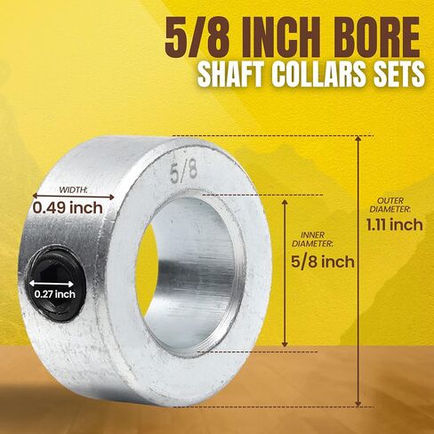 (8-Pack) 5/8" Bore Spring Steel Push-On Pushnuts and (4-Pack) Solid Steel Shaft Collars, Dolly Wheel Lock Washers and Shaft Collars Fits 5/8" Dolly Axle Rods in Kuwait