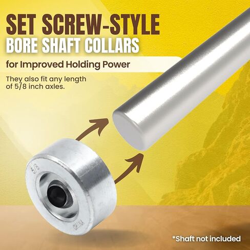 (8-Pack) 5/8" Bore Spring Steel Push-On Pushnuts and (4-Pack) Solid Steel Shaft Collars, Dolly Wheel Lock Washers and Shaft Collars Fits 5/8" Dolly Axle Rods in Kuwait