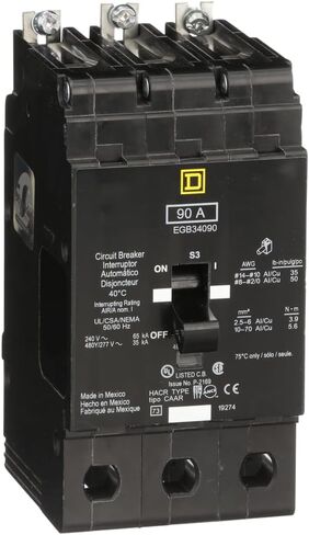 شنايدر إلكتريك 480Y/277-VOLT 90-AMP EGB34090 قاطع دائرة مصغر 480Y/277V 90A in Kuwait