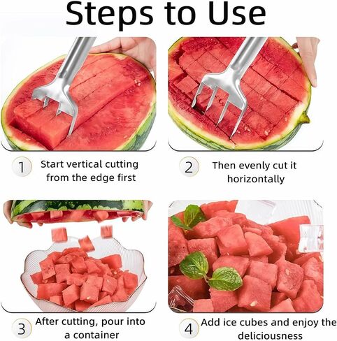 Stainless Steel Watermelon Slicer – Quick & Easy Watermelon Cutter Tool for Perfect Slices, Cubes & Wedges – Multi-Fruit Melon Cutter for Cantaloupe, Honeydew in Kuwait