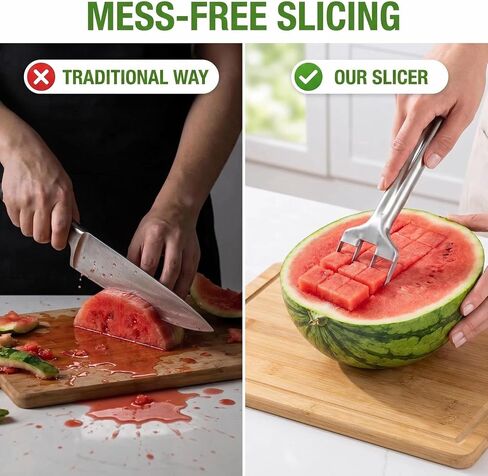 Stainless Steel Watermelon Slicer – Quick & Easy Watermelon Cutter Tool for Perfect Slices, Cubes & Wedges – Multi-Fruit Melon Cutter for Cantaloupe, Honeydew in Kuwait