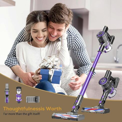 مكنسة كهربائية لاسلكية، مكنسة كهربائية للمنزل بمحرك بدون فرش، مكنسة كهربائية خفيفة الوزن مع شاشة قائمة بذاتها تعمل باللمس، مكنسة كهربائية للأرضيات الصلبة لشعر الحيوانات الأليفة والسجاد والبلاط (أرجواني الوستارية) in Kuwait