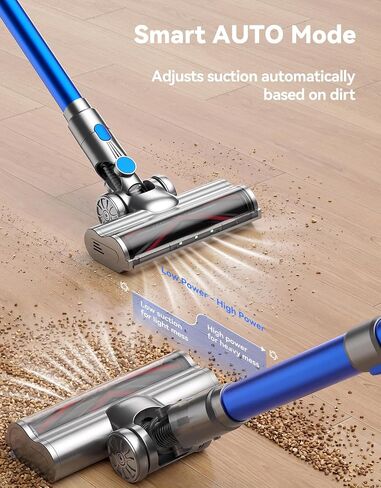 Cordless Vacuum Cleaner 350AW/70Min, Stick Vacuum for Pet Hair, Hardfloor | AI Auto Mode, Self-Standing Design, Anti-Tangle V-Brush, Green LED Dust Reveal, HEPA Filter, 1.8L Cup, 10-in-1 Cleaning Tools in Kuwait
