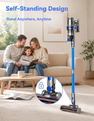 Cordless Vacuum Cleaner 350AW/70Min, Stick Vacuum for Pet Hair, Hardfloor | AI Auto Mode, Self-Standing Design, Anti-Tangle V-Brush, Green LED Dust Reveal, HEPA Filter, 1.8L Cup, 10-in-1 Cleaning Tools in Kuwait