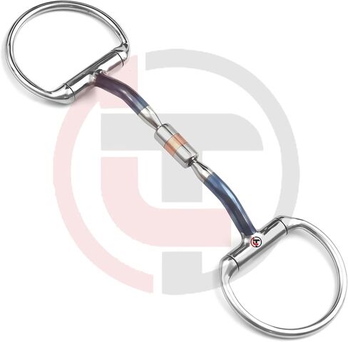 Eggbutt Comfort Barrel Snaffle Horse Bits, Blue Sweet Iron Alloy Mouthpiece, Gentle Double Jointed Training Bits for Sensitive Horses in Kuwait